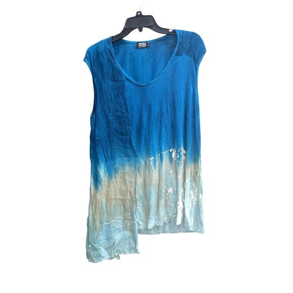 Art of Cloth M Lagenlook Art to Wear Mixed Media Sleeveless Tunic Top - Picture 3 of 7